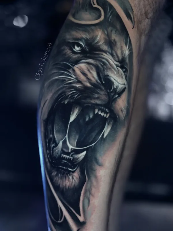 blackandgrey realism татуировка на shin #101896 | Тату мастер Ольга Токарева