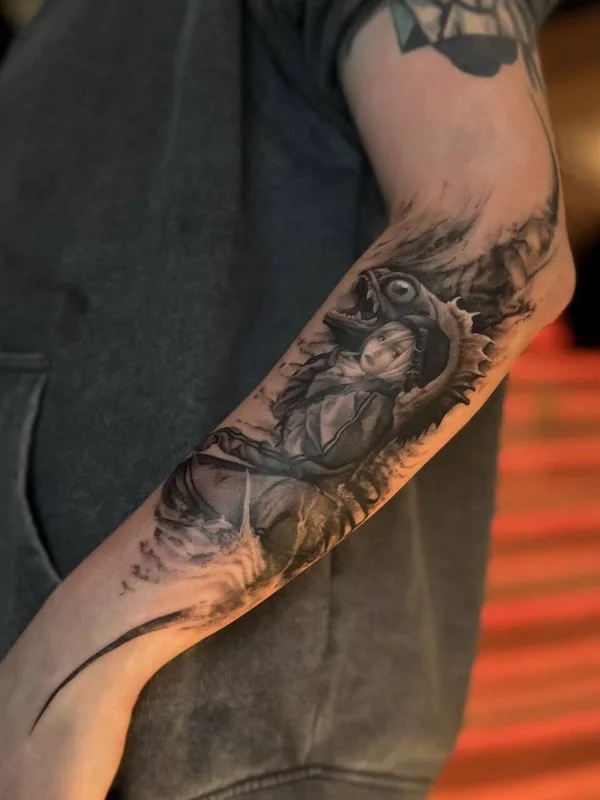 female blackandgrey authorsstyle 타투 부위 forearm #93137 | 타투이스트 Евгений Таскаев