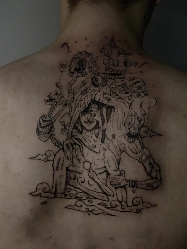 black sketch Tatuaggio su upper back #93152 | Tatuatore SVEPPNIR