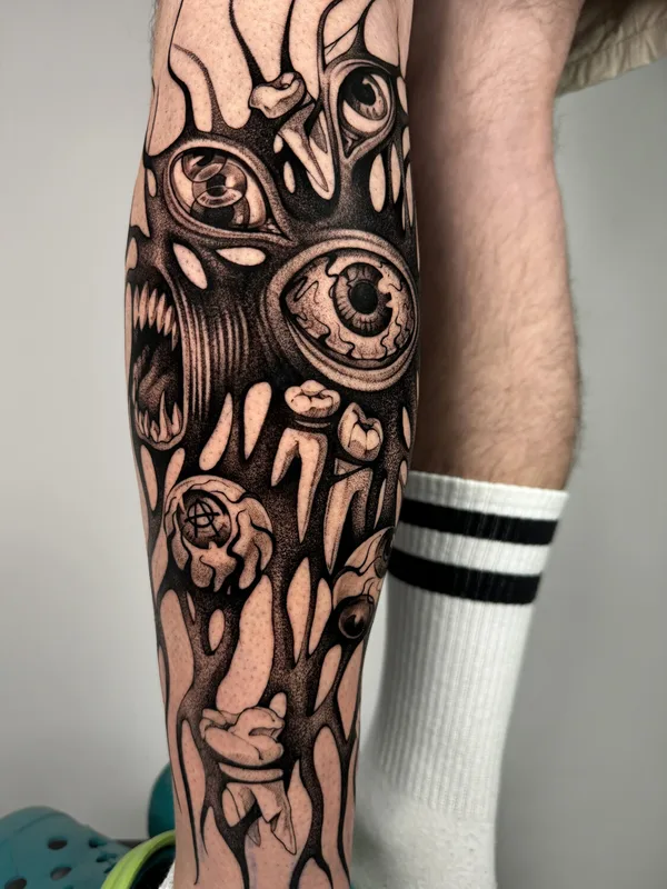 male black graphic татуировка на calf #93225 | Тату мастер Eesome_tattoo