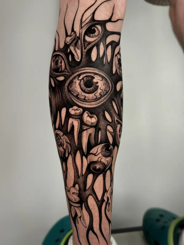 male black graphic татуировка на calf #93227 | Тату мастер Eesome_tattoo
