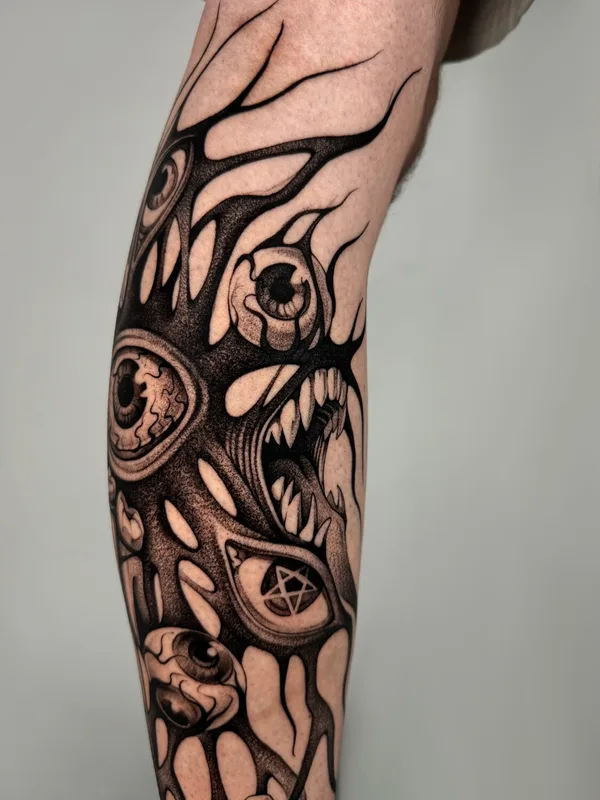 male black graphic татуировка на calf #93228 | Тату мастер Eesome_tattoo