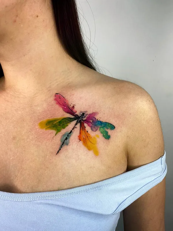 female color watercolor 타투 부위 collarbone #93173 | 타투이스트 Султанова Евгения