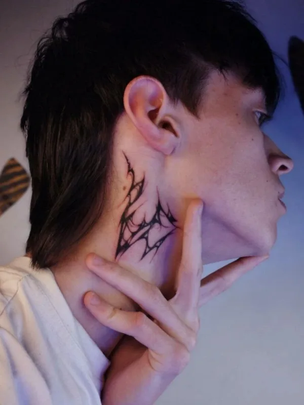 male black abstract Tatuagem em neck #93186 | Tatuador Настасья Павловна 