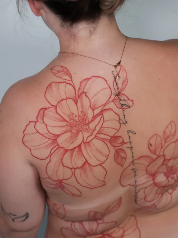 female color botaniс tattoo on back #95730 | Tattoo Artist Lisa Litovkin
