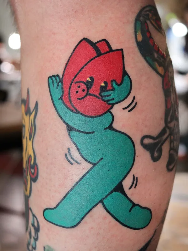 color cartoon Tatuaggio su calf #93309 | Tatuatore Keem