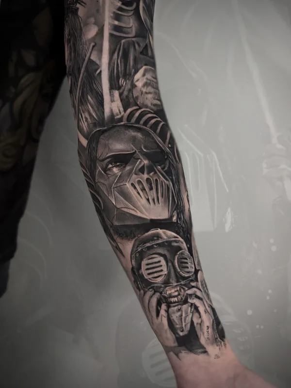 black and grey black and grey Tatuagem em full sleeve #93494 | Tatuador Александров Артем