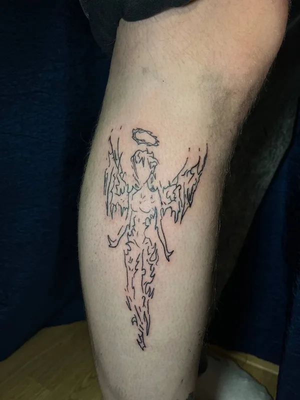 black linework Tatuagem em calf #93497 | Tatuador Кирилл Стремоухов