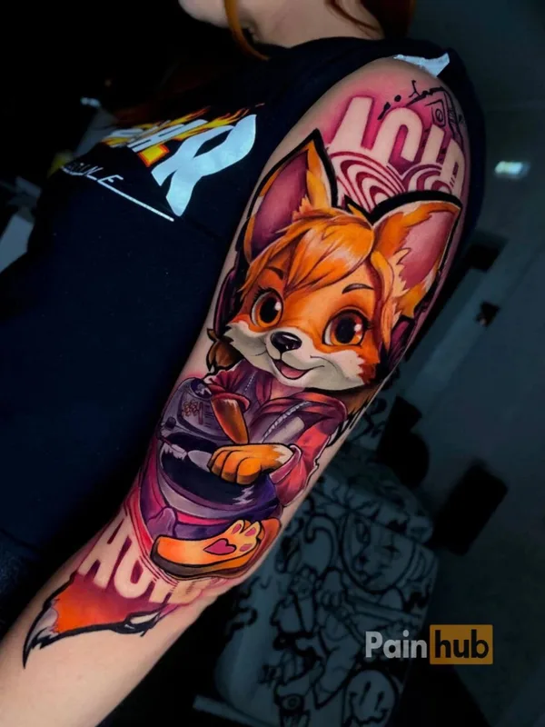 female color authorsstyle tattoo on shoulder #93504 | Tattoo Artist Юлия Колесникова