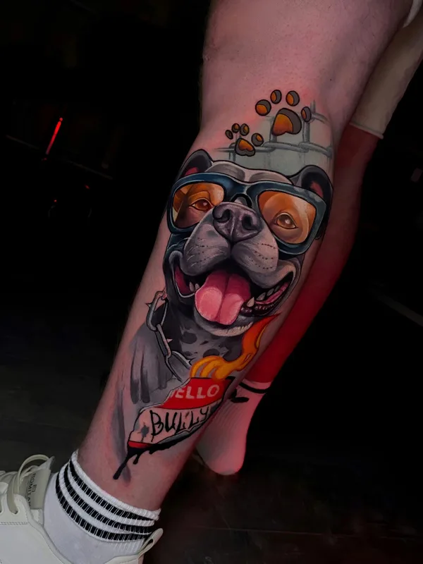 male color newschool tattoo on shin #93509 | Tattoo Artist Юлия Колесникова