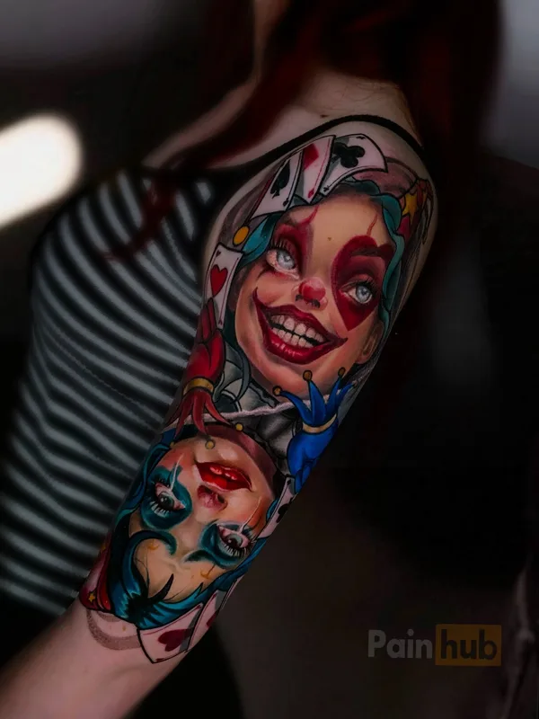female color surrealism tattoo on shoulder #93511 | Tattoo Artist Юлия Колесникова