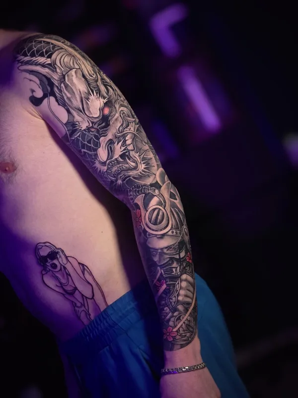 male black and grey japanese Tatuagem em full sleeve #93546 | Tatuador karen_tattooer (Karen Bagdasarian)