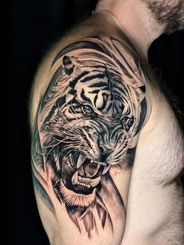 male black and grey realism Tatuagem em shoulder #93549 | Tatuador karen_tattooer (Karen Bagdasarian)