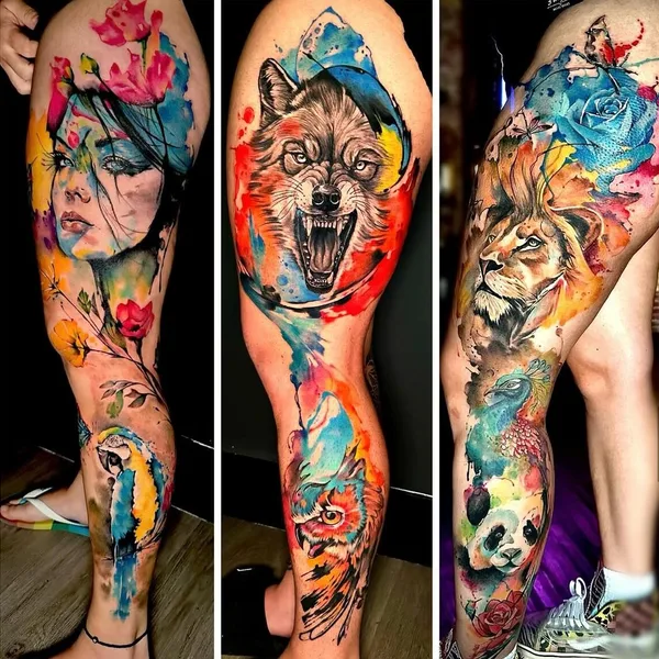 Watercolor tattoo by Neto Tattoo Florida in Boca Raton