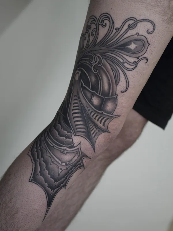 male black Traditional Tatuaggio su leg #93695 | Tatuatore Алексей Гурбатов