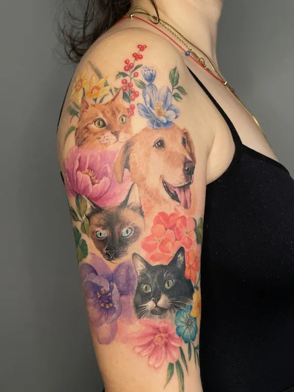 female color watercolor татуировка на upper arm #100881 | Тату мастер Nagehan Fenman