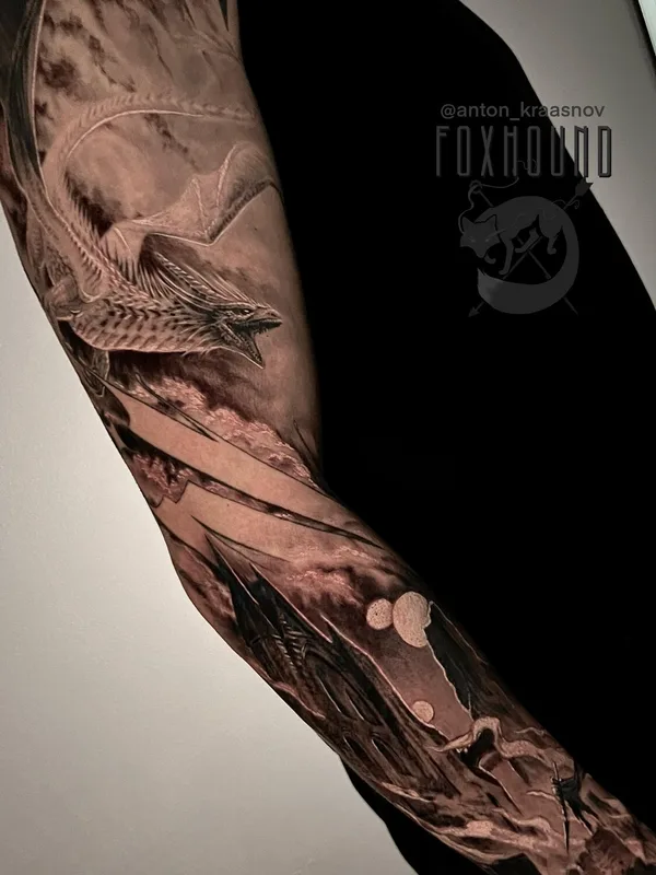 male black realism Tatuagem em sleeve #93973 | Tatuador Антон Краснов