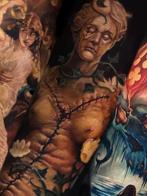 color realism tattoo on full sleeve #93993 | Tattoo Artist Стелла Аксенова