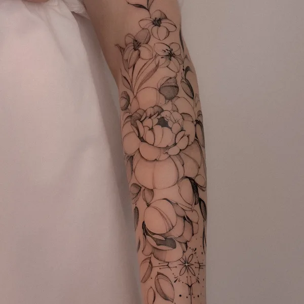 Botanical tattoo by Valeriatattooer in Tbilisi