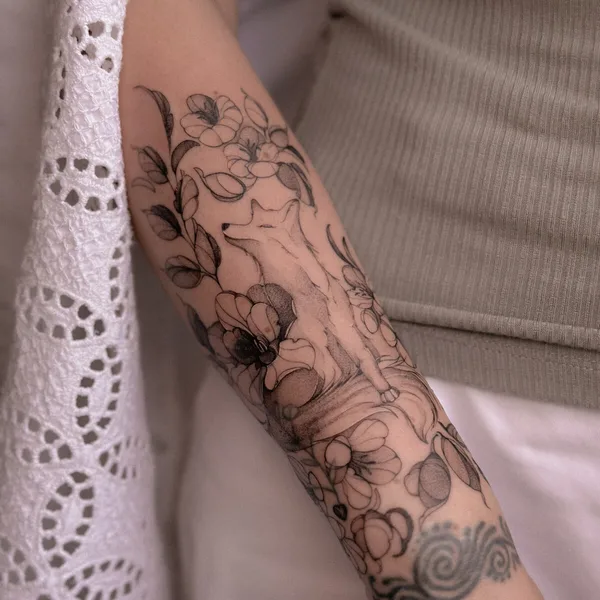Botanical tattoo by Valeriatattooer in Tbilisi