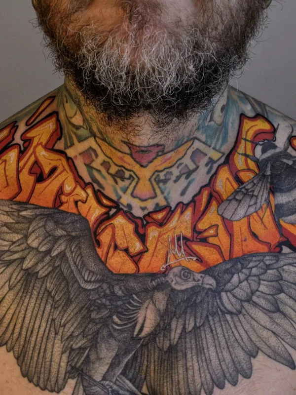 male color newschool Tatuagem em collarbone #94835 | Tatuador Nikita Presnyakov