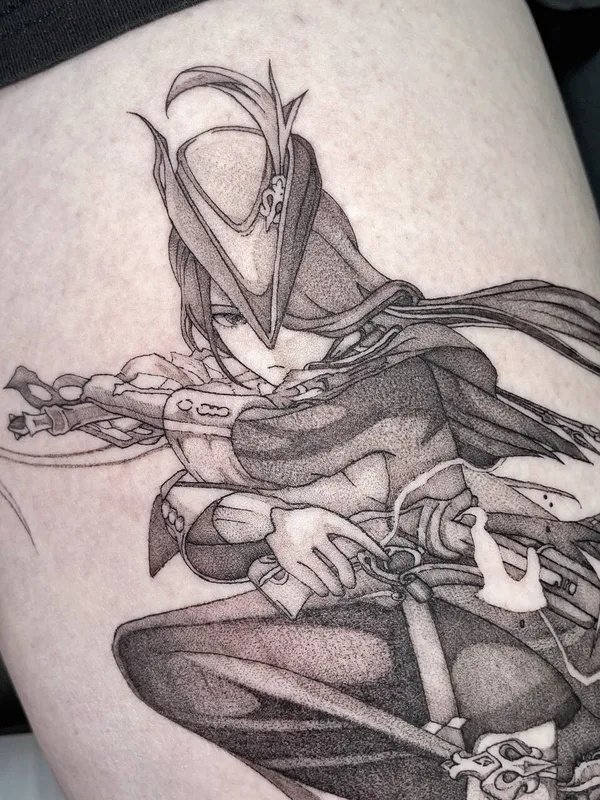 female blackandgrey graphic Tatuagem em leg #94447 | Tatuador нуничего штырикова