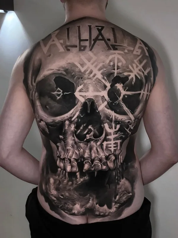 black and grey realism Tatuagem em full back #94490 | Tatuador Sergey GAS