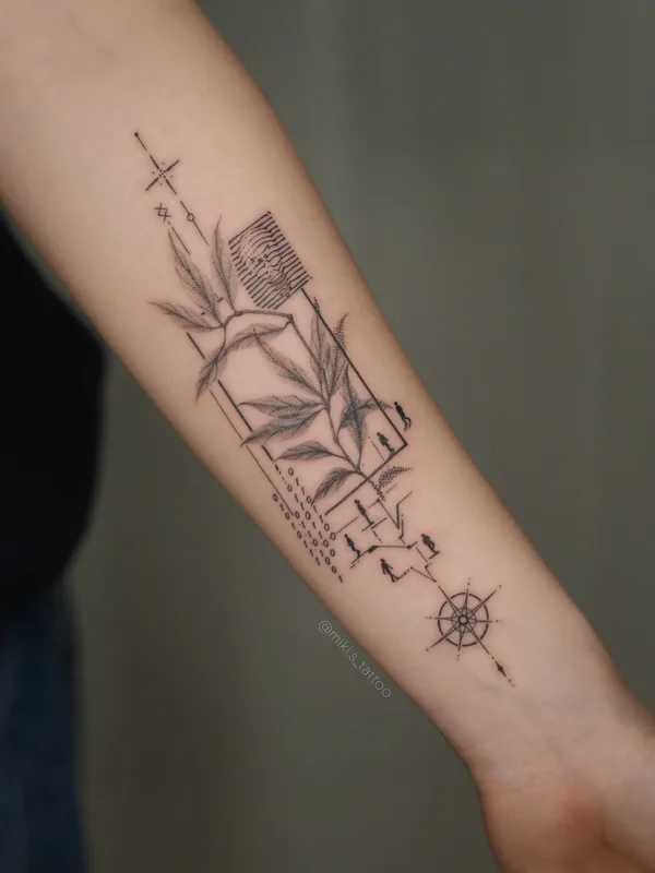 female blackandgrey abstract tatouage sur arm #94589 | Artiste tatoueur Miki Sheir