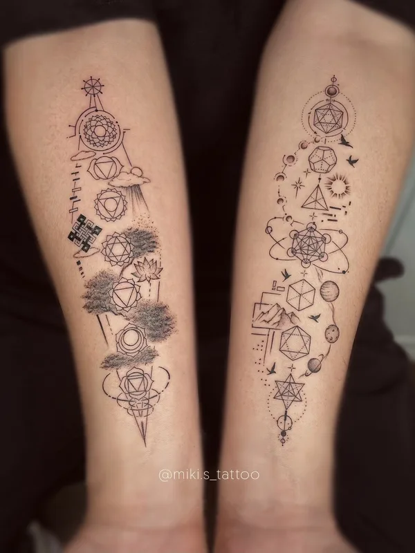 male blackandgrey geometric tatouage sur forearm #94761 | Artiste tatoueur Miki Sheir