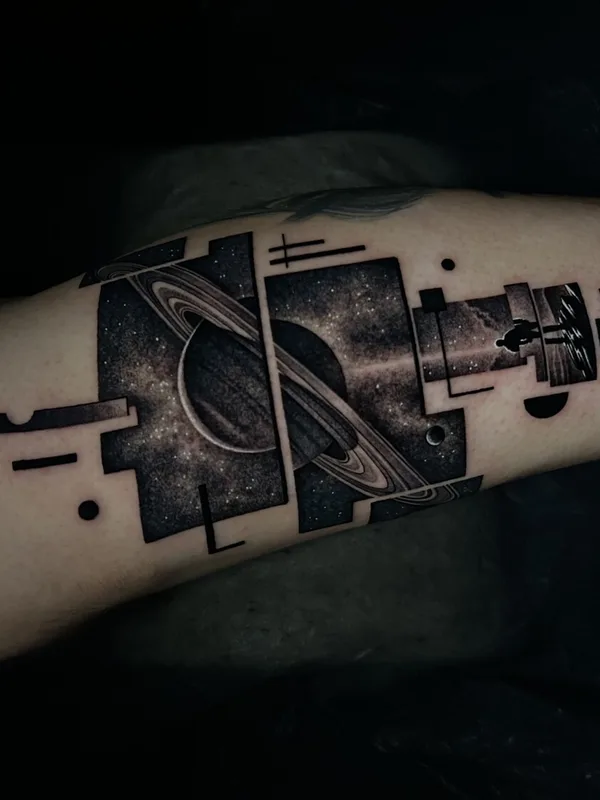black and grey geometric татуировка на forearm #94609 | Тату мастер Oliver L Boots