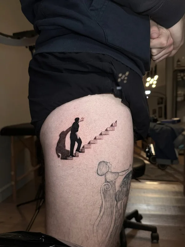 black blackwork татуировка на thigh #94718 | Тату мастер Anisa Bumazhenko