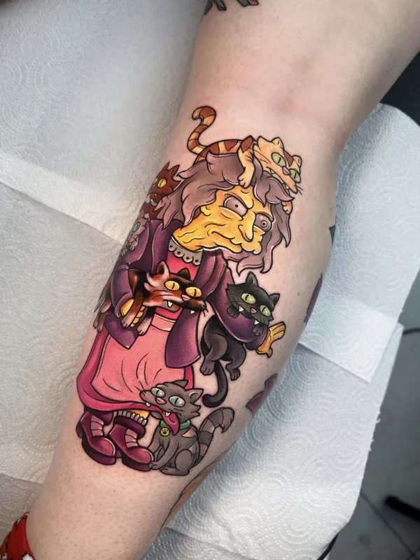color cartoon tatuaje en calf #94995 | Tatuador Александра Мурзина