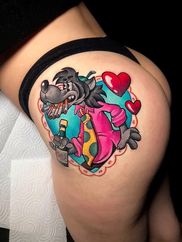 female color new school tatuaje en thigh #95003 | Tatuador Александра Мурзина