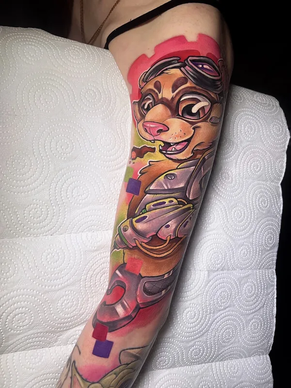 color cartoon tatuaje en full sleeve #95005 | Tatuador Александра Мурзина