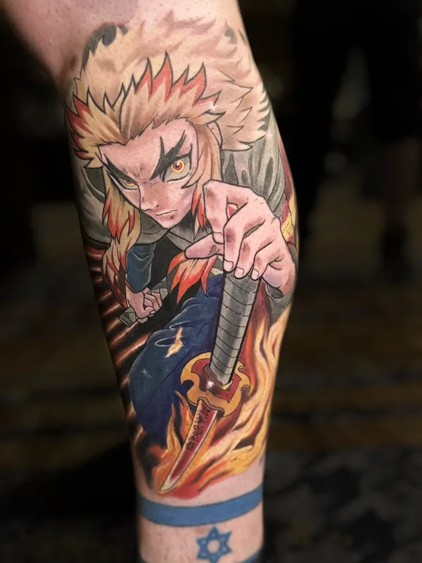 color anime tattoo on calf #102058 | Tattoo Artist Ксения Олейник 