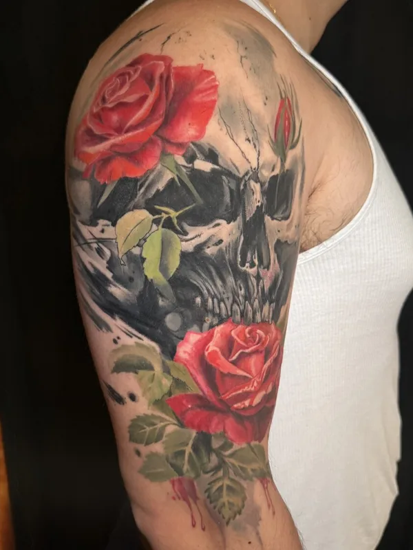 male color realism tattoo on upper arm #102061 | Tattoo Artist Ксения Олейник 