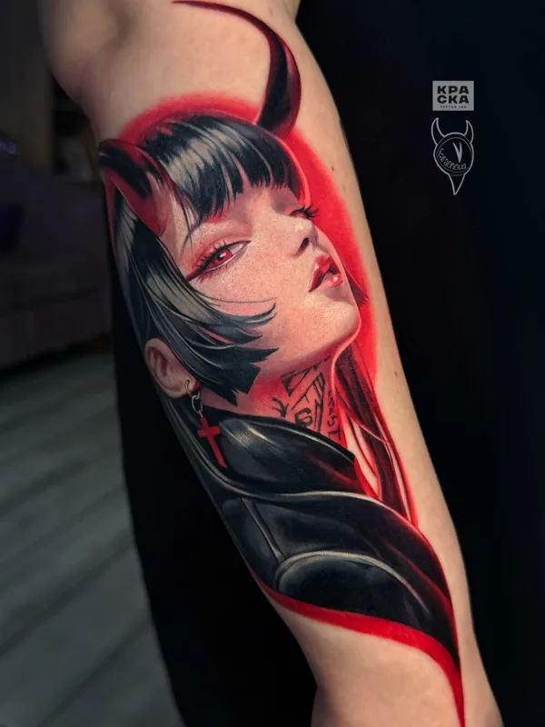 female color realism татуировка на forearm #95460 | Тату мастер Дарья Фараонова