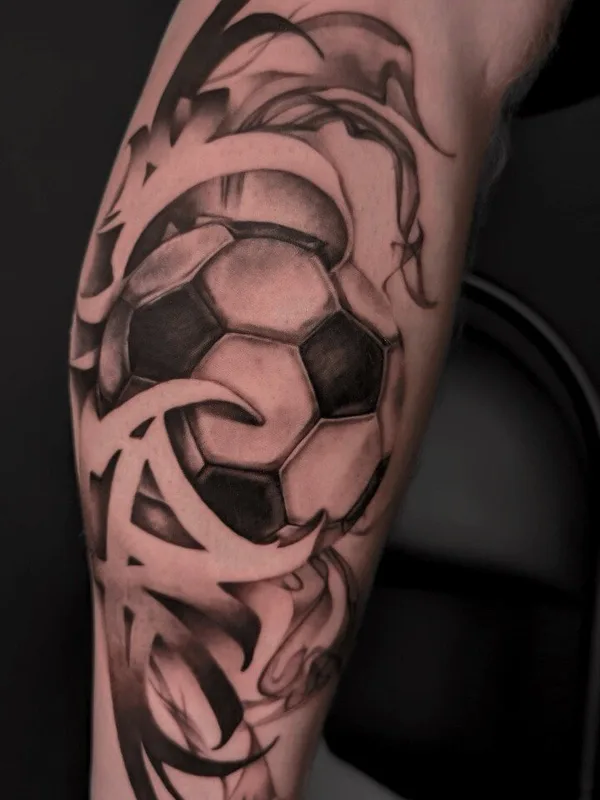 black and grey black and grey Tatuaggio su calf #95495 | Tatuatore Konstantin Pilipenko
