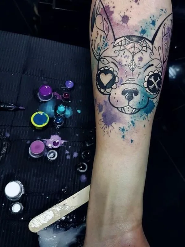 female color watercolor татуировка на arm #95585 | Тату мастер Chris Ape 