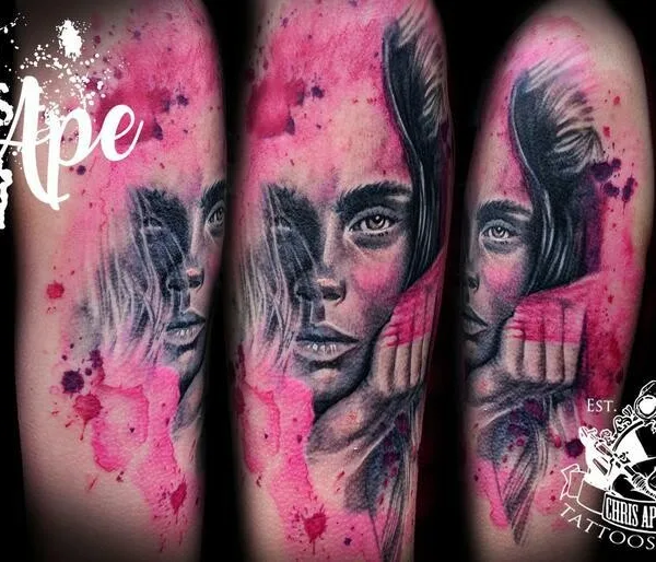 female color portrait татуировка на arm #95591 | Тату мастер Chris Ape 