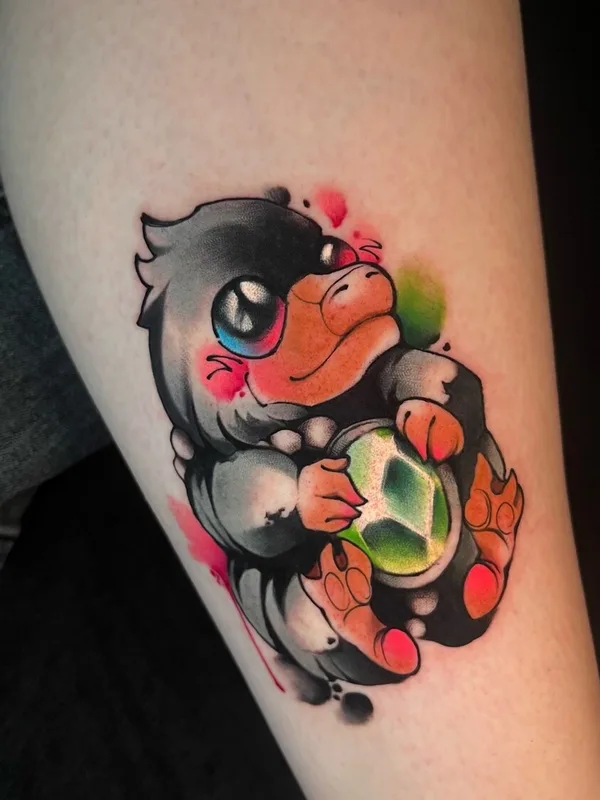 female color watercolor tatouage sur shin #95764 | Artiste tatoueur Надя Груздева