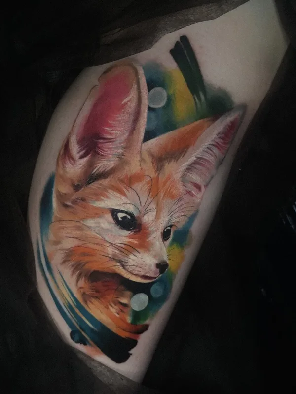 female color realism tatouage sur shin #101140 | Artiste tatoueur Надя Груздева