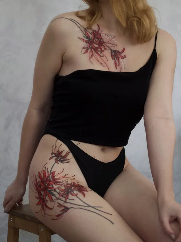 female color botanic татуировка на chest #95793 | Тату мастер Анна Грин 