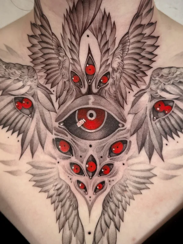 black and grey black and grey tattoo auf chest #99575 | Tätowierer Надежда Нестреляева
