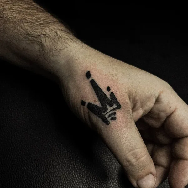Graphic tattoo by Daria Duck in Tbilisi