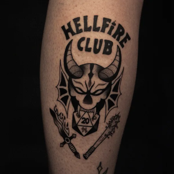 Graphic tattoo by Daria Duck in Tbilisi