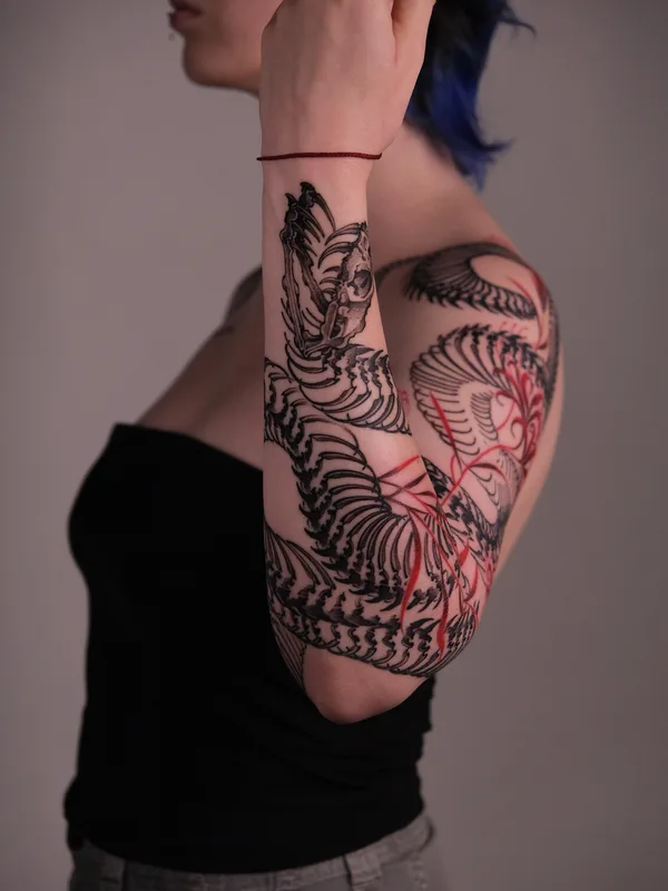 black and grey biomechanical татуировка на full sleeve #96005 | Тату мастер Ivan Baiun