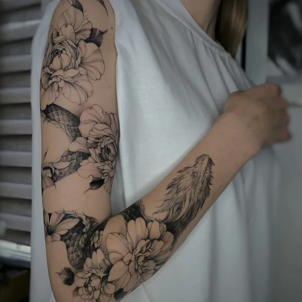Botanical tattoo by Смишко Леонид in Калуга