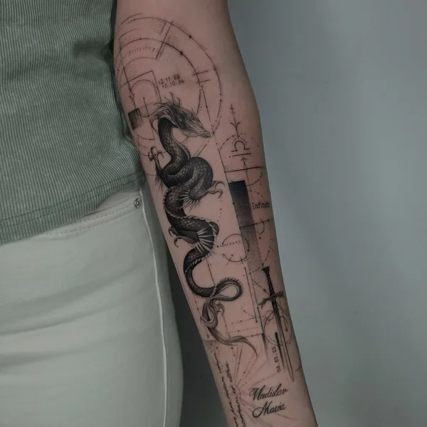 Botanical tattoo by Смишко Леонид in Калуга