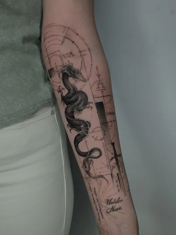 female blackandgrey fineline Tatuagem em forearm #96725 | Tatuador Смишко Леонид